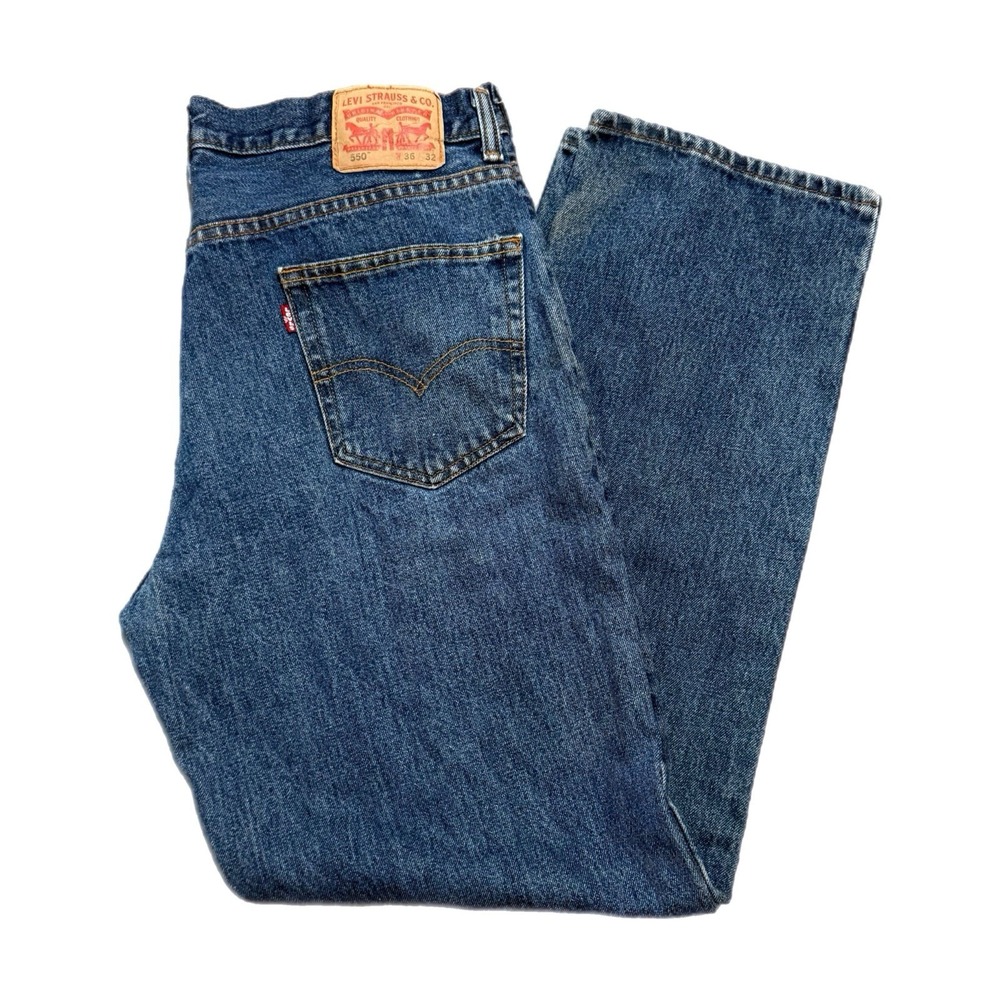 Men's‎ Levis 550 Relaxed Fit Straight Leg Blue Jeans Size 36X32 Fit Like 34X32